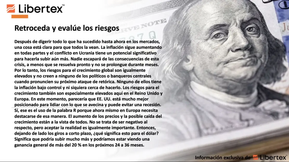 Texto de análisis de riesgos y mercados financieros en plataforma Libertex
