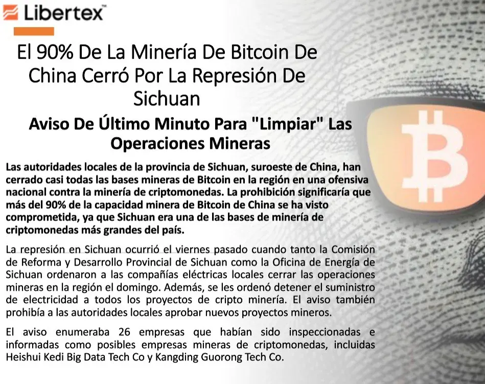 Noticia sobre minería de Bitcoin en China mostrada en pantalla, relacionada con mercados para operar desde app de trading móvil Noticia sobre minería de Bitcoin en China mostrada en pantalla, relacionada con mercados para operar desde app de trading móvil